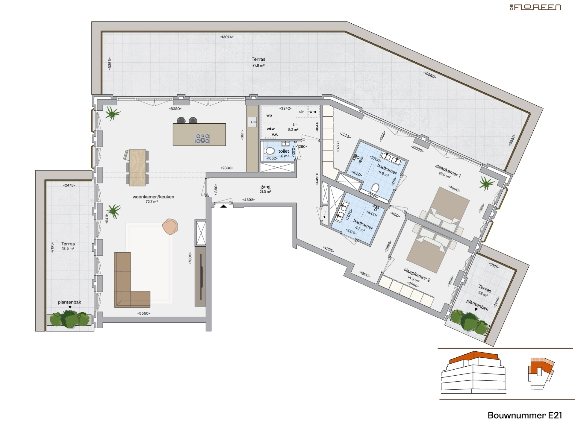 Fundaplattegrond penthouse E21