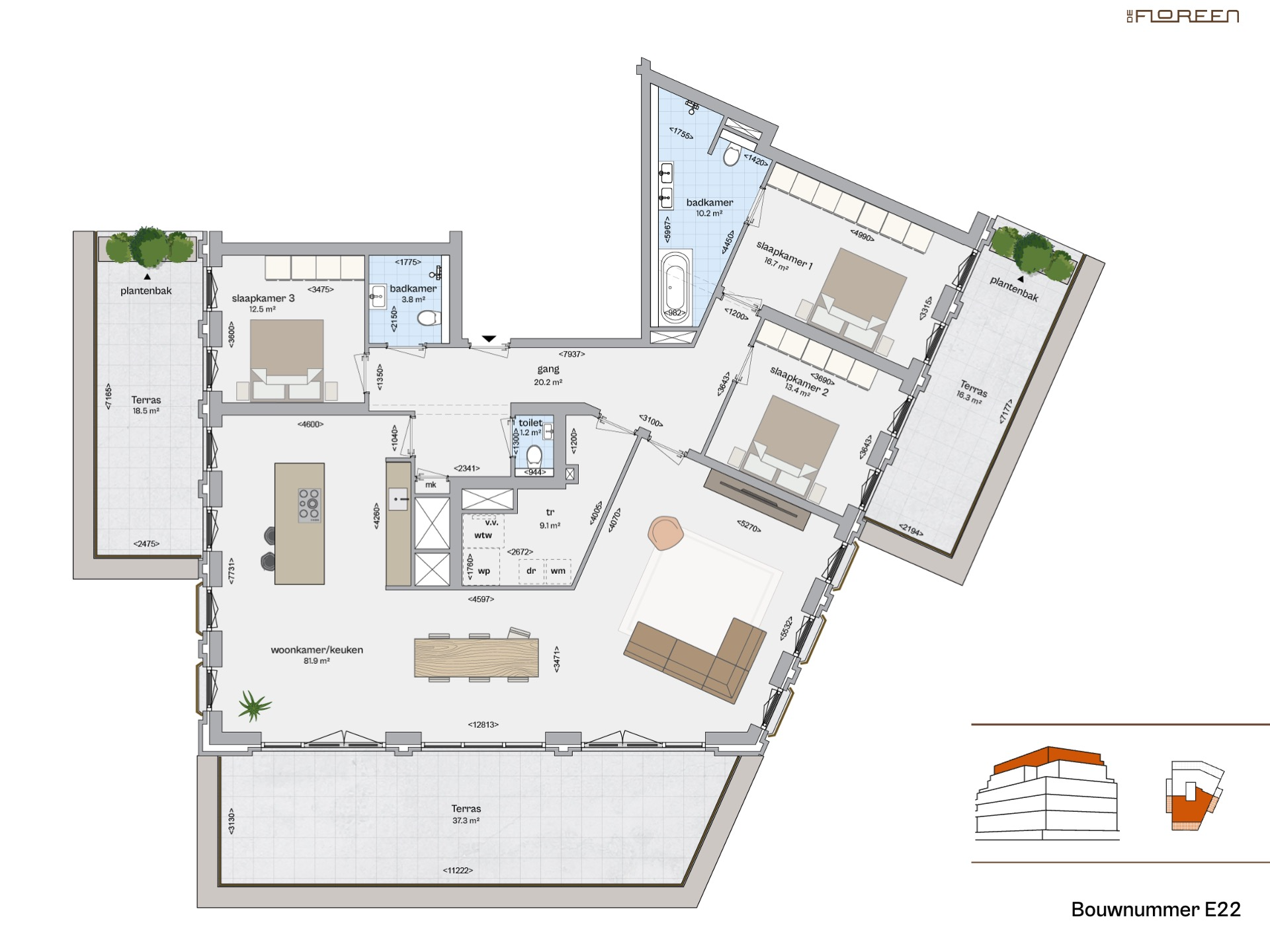 Fundaplattegrond penthouse E22