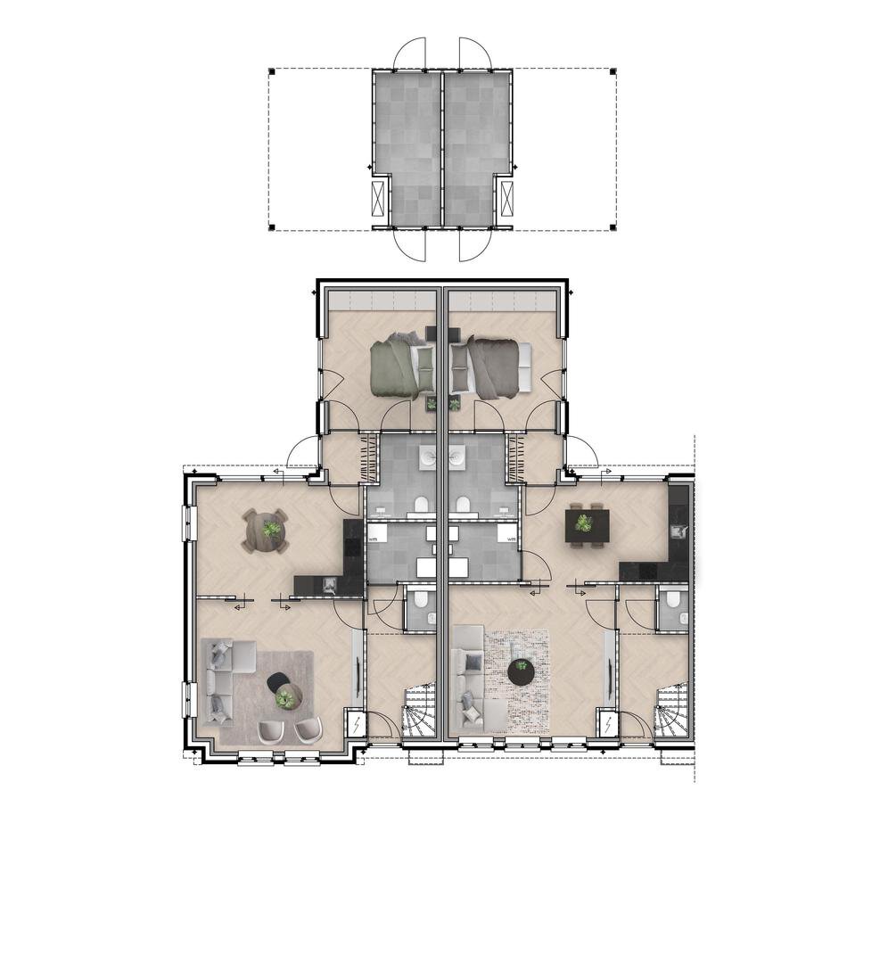 Plattegrond met opties begane grond