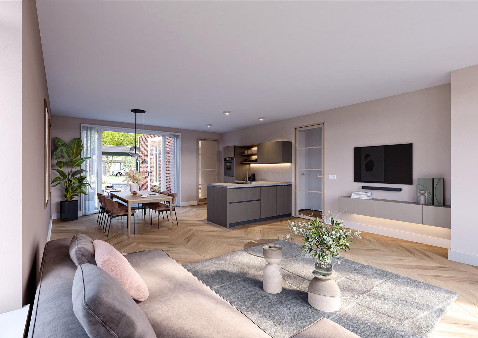 Impressie interieur hoekwoning