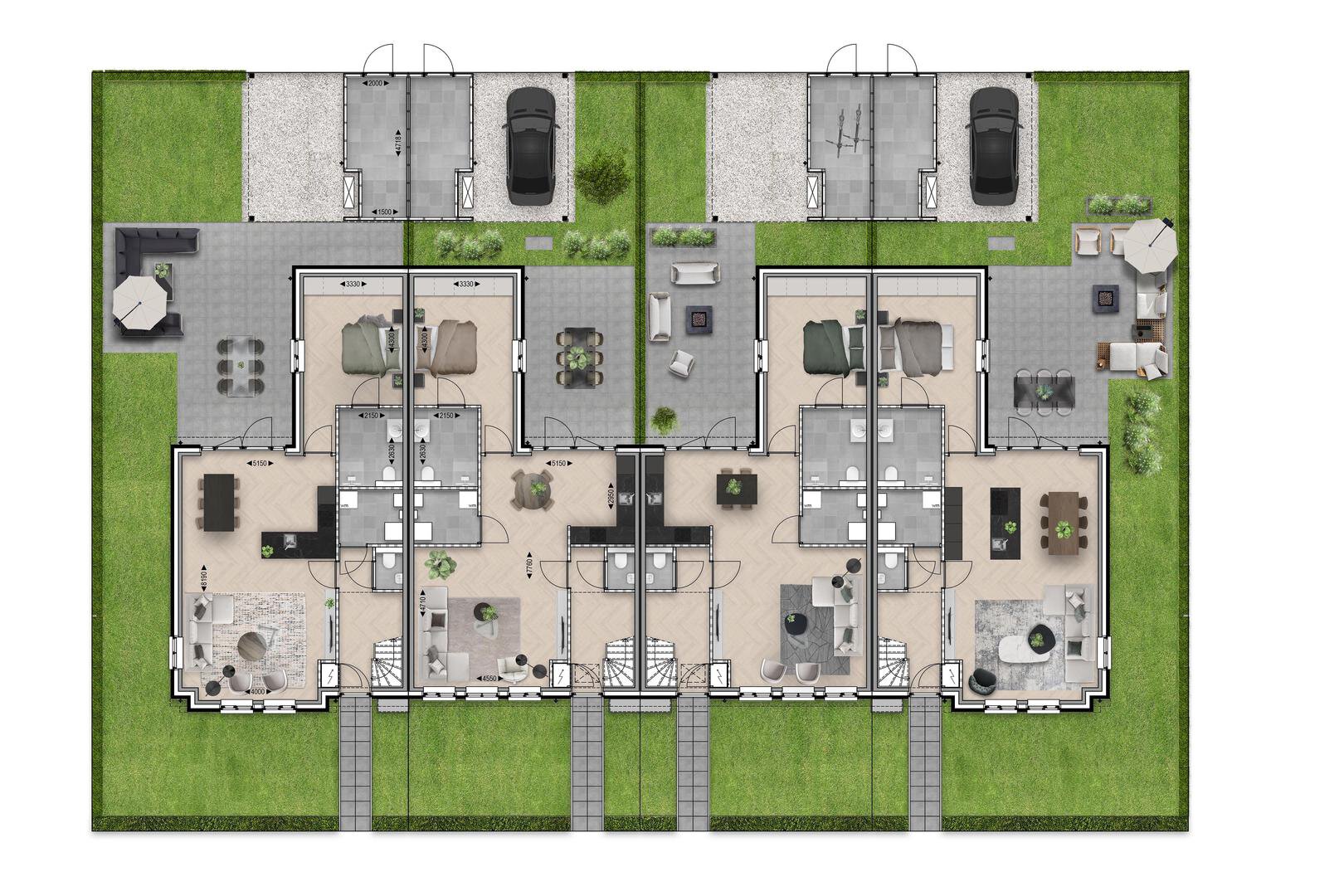 Plattegrond rijwoning basis begane grond