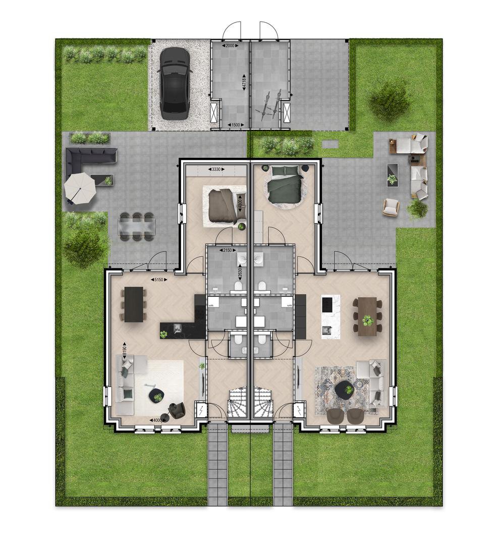 Plattegrond tweekap basis begane grond